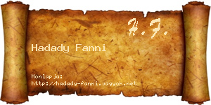 Hadady Fanni névjegykártya